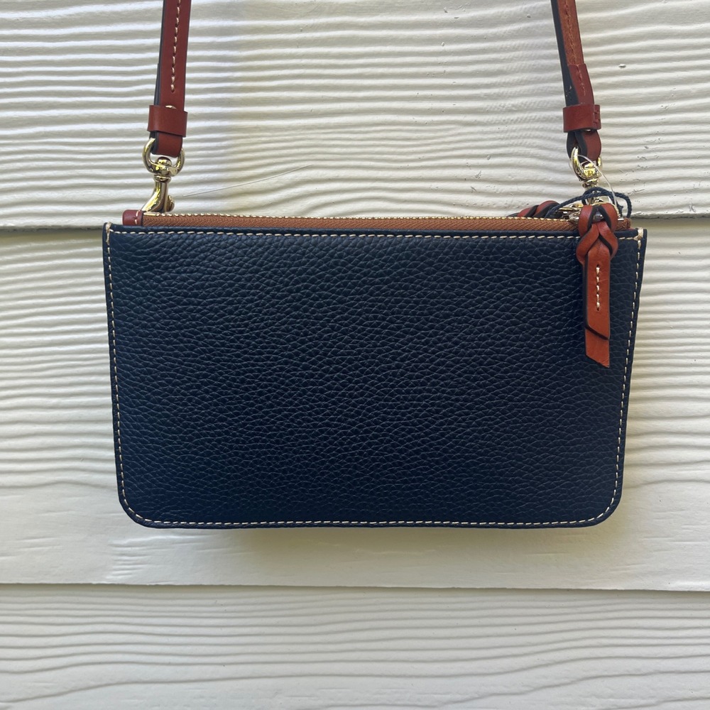 Dooney & Bourke Crossbody Bag Women Small Navy Blue NEW Pebble Grain Triple Zip - Picture 3 of 14